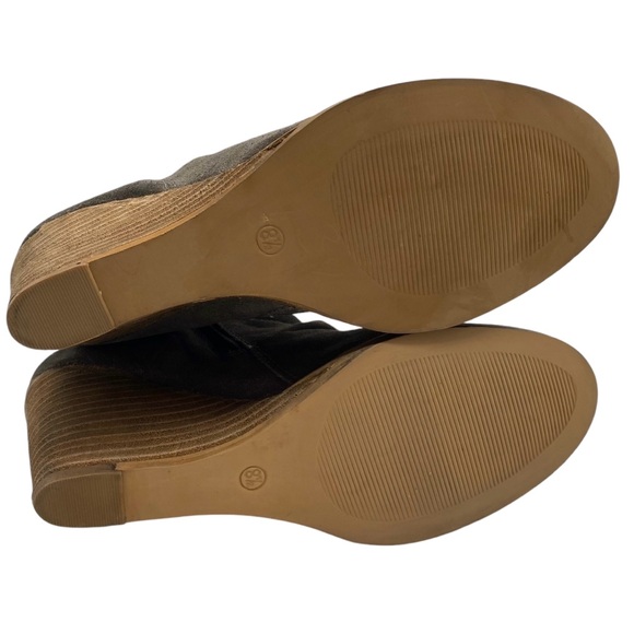 Diba Womens Shoes Bailey Boots Sz 8.5 Taupe Gray Suede Leather Ankle Wedge New - Picture 10 of 12